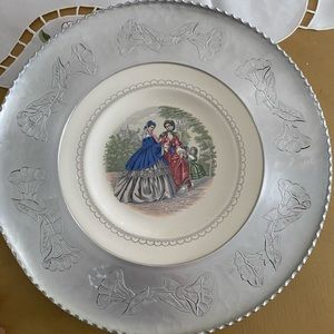 Farberware Aluminum Platter w/ China Plate Center